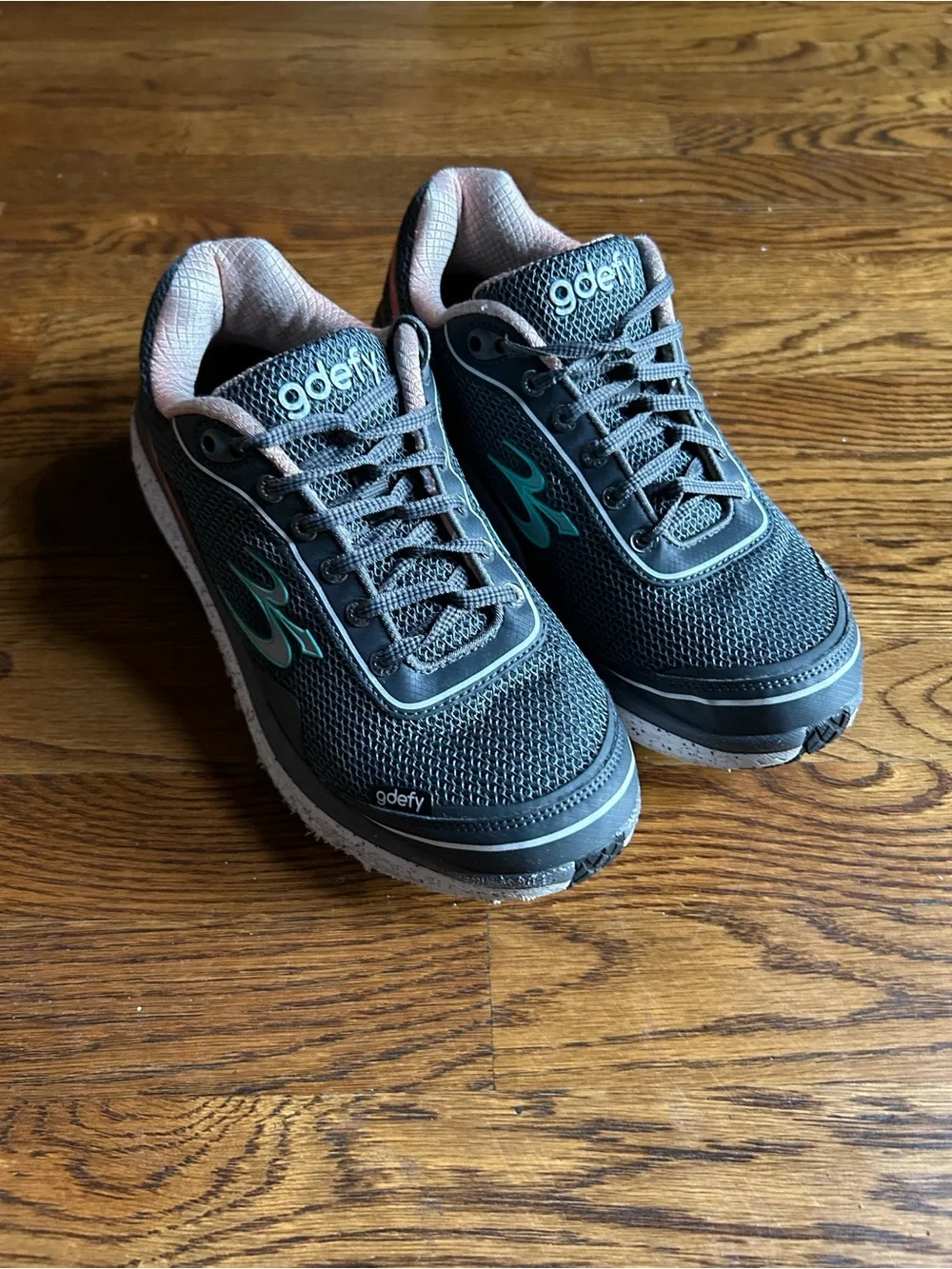 GDEFY Athletic Walking Running Shoes Women’s Size 9.5 Gray Pink Teal - Picture 2 of 14